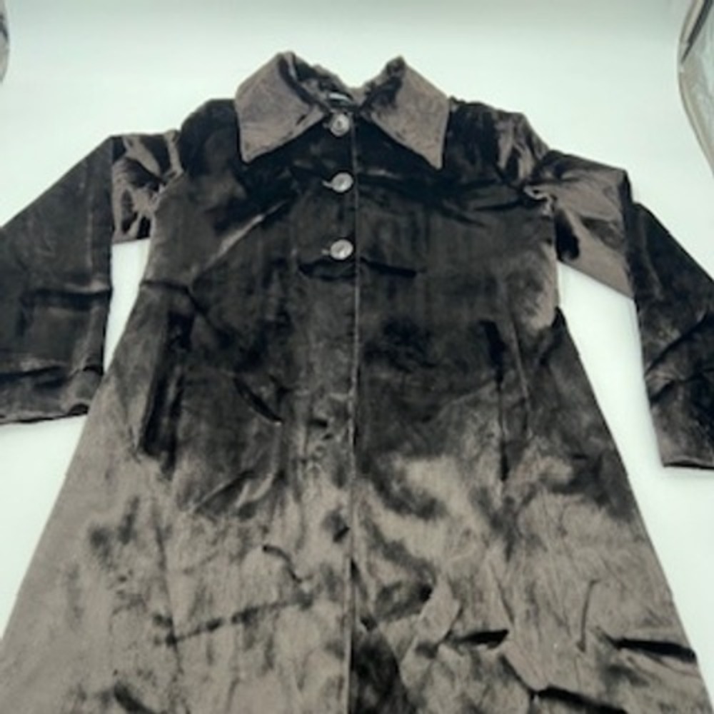 Vintage 80's Isda & Co Brown Velvet‎ Car Coat Italian Fabric Womens Size 1 Small